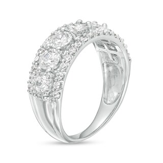 1.00 CT. T.W. Diamond Raised Seven Stone Anniversary Band in 10K White Gold|Peoples Jewellers