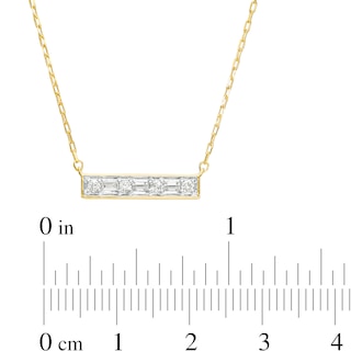 0.15 CT. T.W. Baguette and Round Diamond Bar Necklace in 10K Gold|Peoples Jewellers