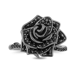 Enchanted Disney Villains Maleficent 0.45 CT. T.W. Black Diamond Rose Ring in Sterling Silver|Peoples Jewellers