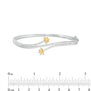 By Women for Women 0.50 CT. T.W. Diamond Lined Lotus Flower Bangle in 10K Two-Tone Gold - 7.15"|Peoples Jewellers