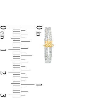By Women for Women 0.20 CT. T.W. Diamond Lotus Flower Double Row Huggie Hoop Earrings in 10K Two-Tone Gold|Peoples Jewellers