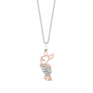 Disney Treasures Winnie the Pooh Diamond Accent Piglet Pendant in 10K Rose Gold and Sterling Silver|Peoples Jewellers