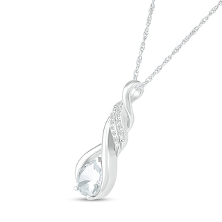 Pear-Shaped White Lab-Created Sapphire Cascading Infinity Ribbon Pendant in Sterling Silver|Peoples Jewellers