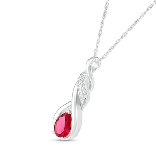 Pear-Shaped Lab-Created Ruby and White Sapphire Cascading Infinity Ribbon Pendant in Sterling Silver|Peoples Jewellers