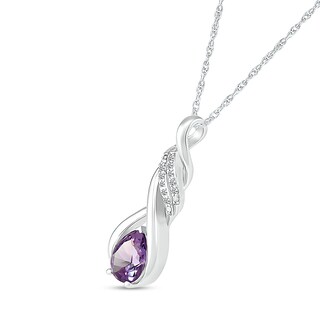 Pear-Shaped Lab-Created Alexandrite and White Sapphire Cascading Infinity Ribbon Pendant in Sterling Silver|Peoples Jewellers