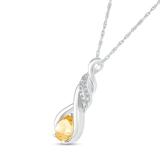 Pear-Shaped Citrine and White Lab-Created Sapphire Cascading Infinity Ribbon Pendant in Sterling Silver|Peoples Jewellers