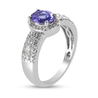 Oval Tanzanite and White Zircon Frame Multi-Row Ring in Sterling Silver|Peoples Jewellers