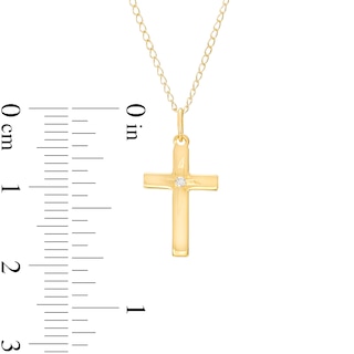 Child's Diamond Accent Solitaire Cross Pendant in 14K Gold – 13"|Peoples Jewellers