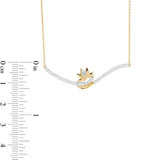 By Women for Women 0.20 CT. T.W. Diamond Swirl Bypass Bar with Lotus Flower Necklace in 10K Gold|Peoples Jewellers