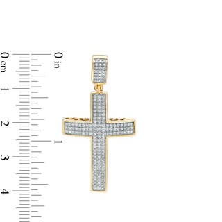 Men's 0.50 CT. T.W. Diamond Triple Row Bold Cross Necklace Charm in 10K Gold|Peoples Jewellers