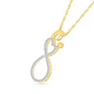 0.148 CT. T.W. Diamond Heart-Top Infinity Loop Motherly Love Pendant in Sterling Silver with 14K Gold Plate|Peoples Jewellers