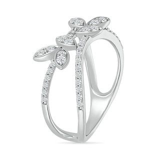 0.40 CT. T.W. Marquise-Shaped Multi-Diamond Scatter Open Shank Ring in 10K White Gold|Peoples Jewellers