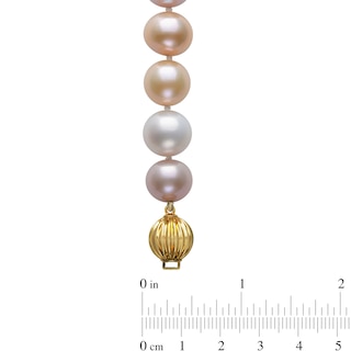 10.5-12.5mm Multi-Colour Freshwater Cultured Pearl Strand Necklace with 14K Gold Clasp |Peoples Jewellers