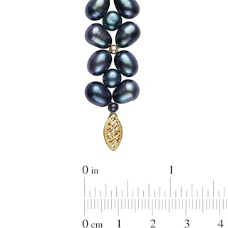 3.0-7.0mm Oval and Baroque Dyed Black Freshwater Cultured Pearl Strand Bracelet with 14K Gold Clasp|Peoples Jewellers
