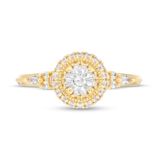 Vera Wang Love Collection 0.58 CT. T.W. Diamond Frame Vintage-Style Engagement Ring in 14K Gold|Peoples Jewellers
