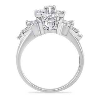1.00 CT. T.W. Baguette and Round Diamond Ring in 10K White Gold|Peoples Jewellers