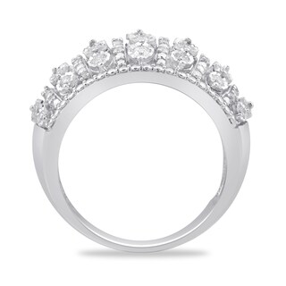 0.50 CT. T.W. Diamond Multi-Row Dome Ring in 14K White Gold|Peoples Jewellers