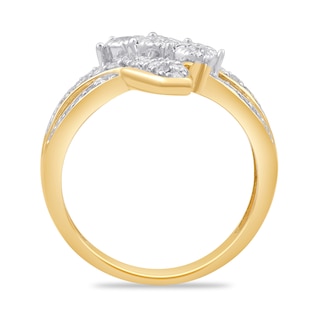 0.50 CT. T.W. Diamond Triple Row Bypass Ring in 10K Gold|Peoples Jewellers