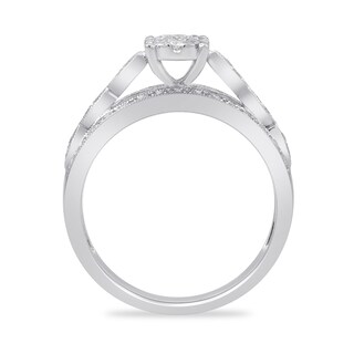 0.50 CT. T.W. Multi-Diamond Vintage-Style Triple Row Ring in 10K White Gold|Peoples Jewellers