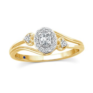0.20 CT. T.W. Oval Diamond Frame Heart Sides Bypass Promise Ring in 10K Gold|Peoples Jewellers
