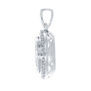 0.50 CT. T.W. Baguette and Round Diamond Double Frame Pendant in 10K White Gold|Peoples Jewellers
