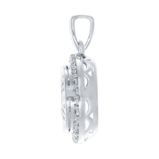 0.50 CT. T.W. Baguette and Round Diamond Double Frame Pendant in 14K White Gold|Peoples Jewellers