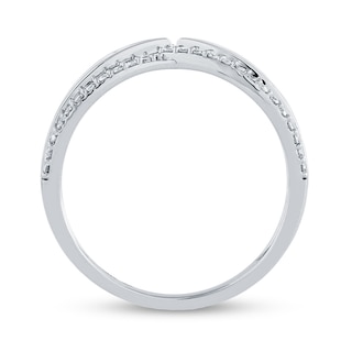 0.50 CT. T.W. Baguette and Round Diamond Triple Row Twist Ring in 14K White Gold|Peoples Jewellers