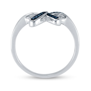 0.05 CT. T.W. Blue Diamond Bow Ring in Sterling Silver|Peoples Jewellers