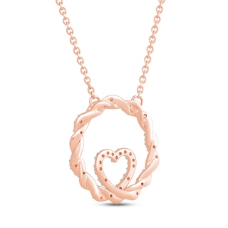 Circle of Gratitude® Collection 0.09 CT. T.W. Diamond and Polished Twist with Loop Heart Necklace in 10K Rose Gold – 19"|Peoples Jewellers