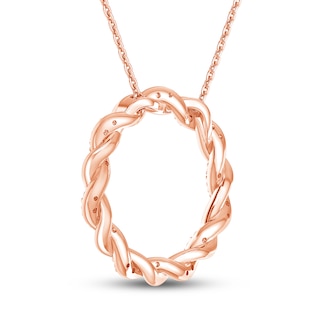 Circle of Gratitude® Collection 0.23 CT. T.W. Diamond and Polished Twist Necklace in 10K Rose Gold – 19"|Peoples Jewellers