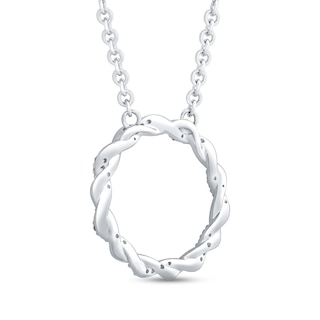 Circle of Gratitude® Collection 0.09 CT. T.W. Diamond and Polished Twist Necklace in Sterling Silver – 19"|Peoples Jewellers