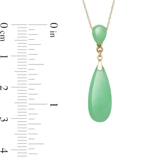 Pear-Shaped Dyed Jade Double Drop Necklace in 10K Gold|Peoples Jewellers