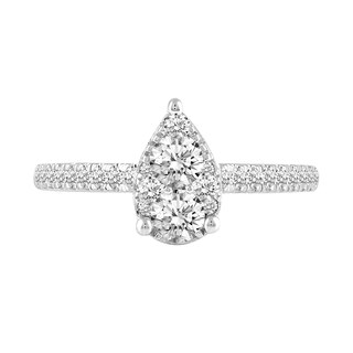 0.69 CT. T.W. Pear-Shaped Multi-Diamond Engagement Ring in 14K White Gold|Peoples Jewellers