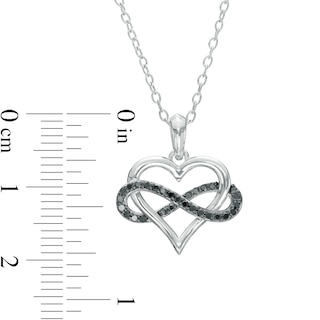 0.145 CT. T.W. Black Diamond Infinity Wrapped Heart Pendant in Sterling Silver|Peoples Jewellers