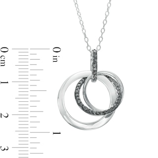 0.21 CT.T.W. Black Diamond Interlocking Circles Trio Pendant in Sterling Silver|Peoples Jewellers