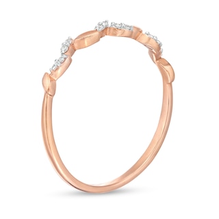 Diamond Accent Beaded Leafy Vine Anniversary Band in 10K Rose Gold|Peoples Jewellers