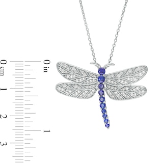 Blue and White Lab-Created Sapphire Dragonfly Pendant in Sterling Silver|Peoples Jewellers