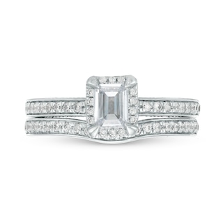 1.00 CT. T.W. Emerald-Cut Diamond Frame Bridal Set in 14K White Gold|Peoples Jewellers
