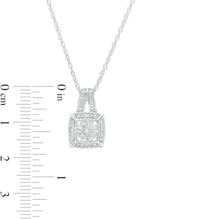 Diamond Accent Beaded Cushion-Shaped Frame Pendant in Sterling Silver|Peoples Jewellers
