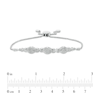 Diamond Accent Beaded Marquise Frame and Infinity Bolo Bracelet in Sterling Silver - 9.5"|Peoples Jewellers
