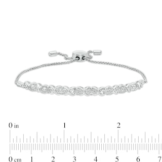 Diamond Accent Beaded Frame "X" Link Bolo Bracelet in Sterling Silver - 9.5"|Peoples Jewellers