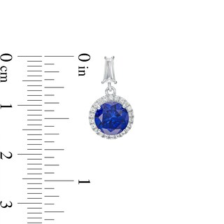 Blue and White Lab-Created Sapphire Frame Pendant and Drop Earrings Set in 10K White Gold|Peoples Jewellers