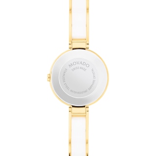 Ladies' Movado Moda Two-Tone PVD Ceramic Bangle Watch with White Dial (Model: 0607715)|Peoples Jewellers