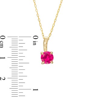 6.0mm Lab-Created Ruby Solitaire Drop Pendant in 10K Gold|Peoples Jewellers