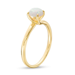 6.0mm Lab-Created Opal Solitaire Bypass Ring in 10K Gold|Peoples Jewellers