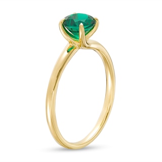 6.0mm Lab-Created Emerald Solitaire Bypass Ring in 10K Gold|Peoples Jewellers