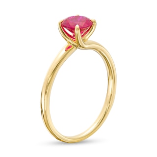 6.0mm Lab-Created Ruby Solitaire Bypass Ring in 10K Gold|Peoples Jewellers
