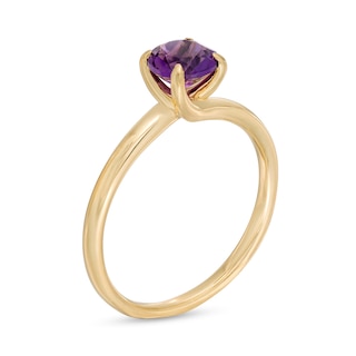 6.0mm Amethyst Solitaire Bypass Ring in 10K Gold|Peoples Jewellers