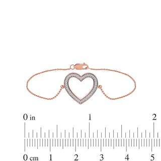 0.12 CT. T.W. Diamond Lined Heart Bracelet in 10K Rose Gold - 7.25"|Peoples Jewellers