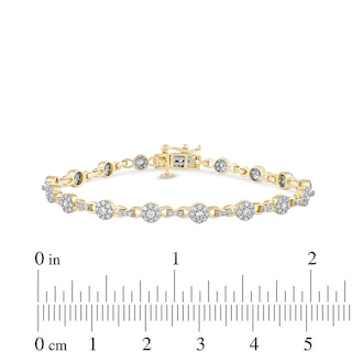 1.50 CT. T.W. Multi-Diamond Alternating Link Line Bracelet in 10K Gold